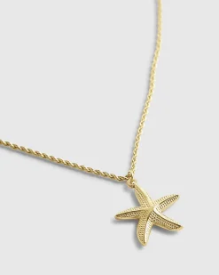 Gold Stainless Steel Starfish Necklace