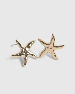 Gold Starfish Stud Earrings
