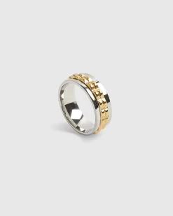 Gold Steel Mixed Metal Spinner Ring