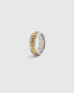 Gold Steel Mixed Metal Spinner Ring