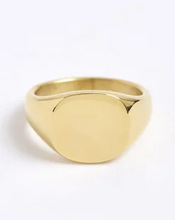 Gold Steel Signet Ring
