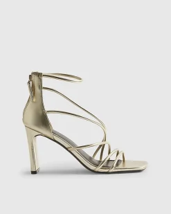Gold Strappy Heeled Sandals