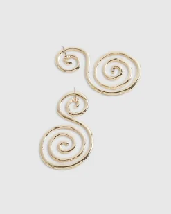 Gold Swirl Drop Earrings