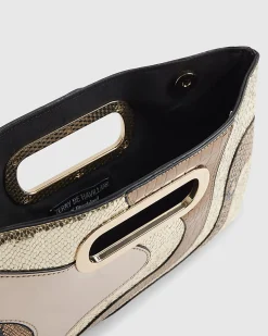 Gold Swirl Panel Metallic Clutch Bag