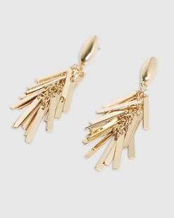 Gold Tassel Bar Drop Earrings