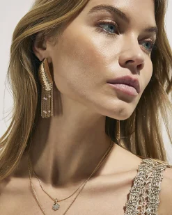 Gold Tassel Mussel Shell Earrings