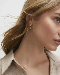 Gold T-bar Hoop Earrings