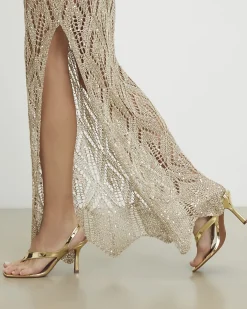 Gold Toe Thong High Shine Heeled Sandals