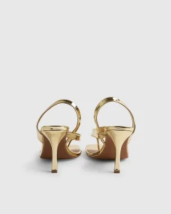Gold Toe Thong High Shine Heeled Sandals