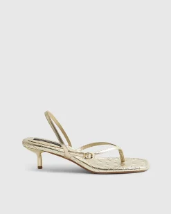 Gold Toe Thong Low Heeled Sandals