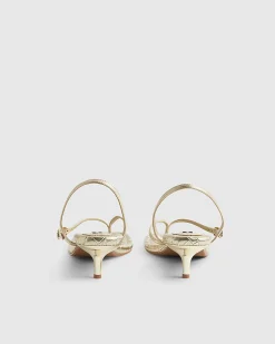 Gold Toe Thong Low Heeled Sandals