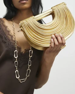Gold Tube Clutch Bag
