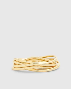 Gold Wave Bangle Stack