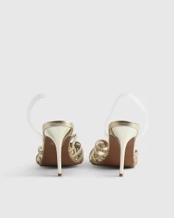 Gold Weave Caged Heeled Sandals