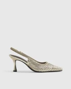 Gold Weave Slingback Court Heels