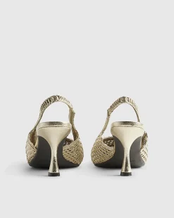 Gold Weave Slingback Court Heels