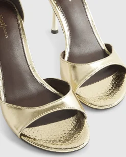 Gold Wide Fit Closed Back Heeled Sandals