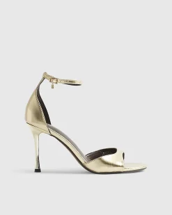 Gold Wide Fit Closed Back Heeled Sandals