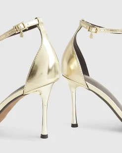 Gold Wide Fit Closed Back Heeled Sandals
