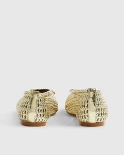 Gold Woven Flat Ballet Pumps