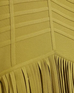 Green Bandage Knit Fringe Dress