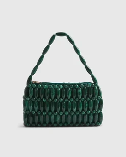 Green Beaded Clutch Bag