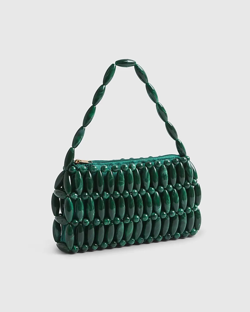 Green Beaded Clutch Bag
