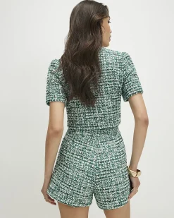 Green Boucle Wrap Over Shorts