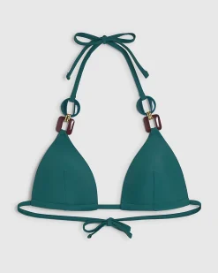 Green Buckle Trim Low Waisted Bikini Bottoms