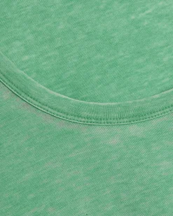 Green Cotton Blend Burnout Tank Top