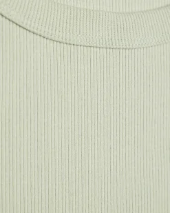 Green Cotton Blend Sleeveless Ribbed Cami Top