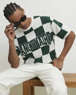 Green Cotton Checkerboard Sanctuaire T-Shirt