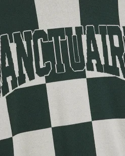 Green Cotton Checkerboard Sanctuaire T-Shirt