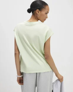Green Cotton Grown On Sleeve T-Shirt