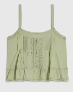 Green Cotton Lace Trim Cami