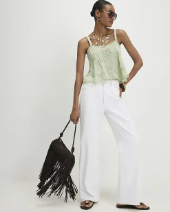 Green Cotton Lace Trim Cami