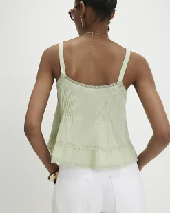 Green Cotton Lace Trim Cami