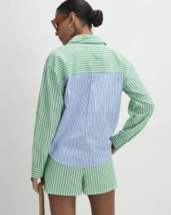 Green Cotton Striped Toucan Shirt