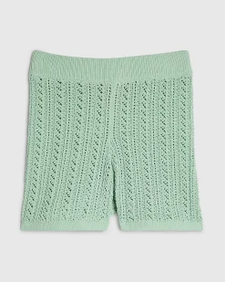 Green Crochet Knit Shorts