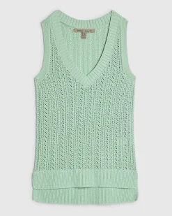 Green Crochet Knit Vest Top