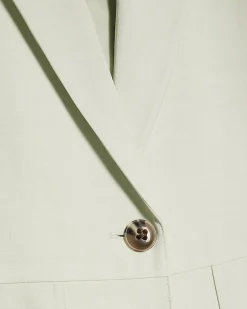 Green Crop Sleeve Pocket Blazer