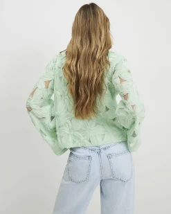 Green 3D Flower Tie Front Jacket