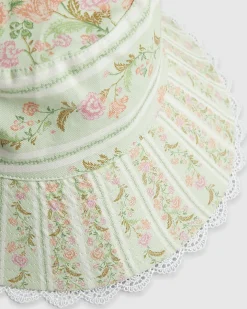 Green Ditsy Floral Cotton Sun Hat