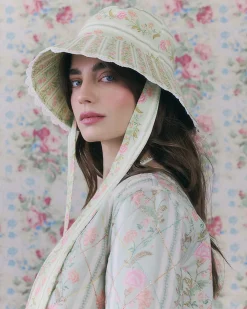 Green Ditsy Floral Cotton Sun Hat