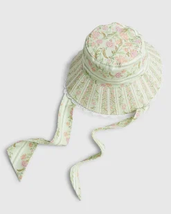 Green Ditsy Floral Cotton Sun Hat