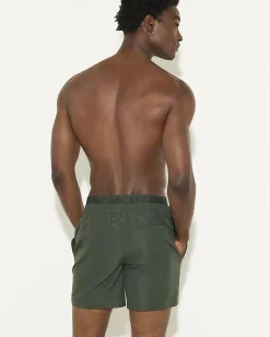 Green Double Waistband Swim Shorts
