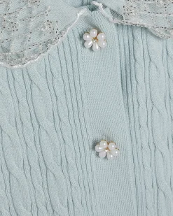 Green Embellished Collar Cardigan