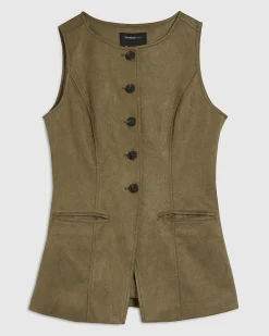 Green Faux Suede Waistcoat