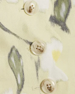 Green Floral Linen Blend Waistcoat
