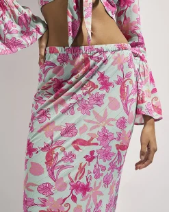 Green Floral Maxi Skirt